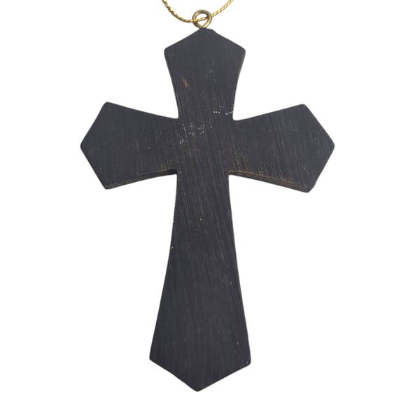 Lot of 3 VTG Antiqued Gold Tone Cross Jeweled Christmas Ornament 3.5" b - Picture 7 of 7